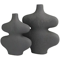 Black Ceramic Oblong Abstract Vase Set
