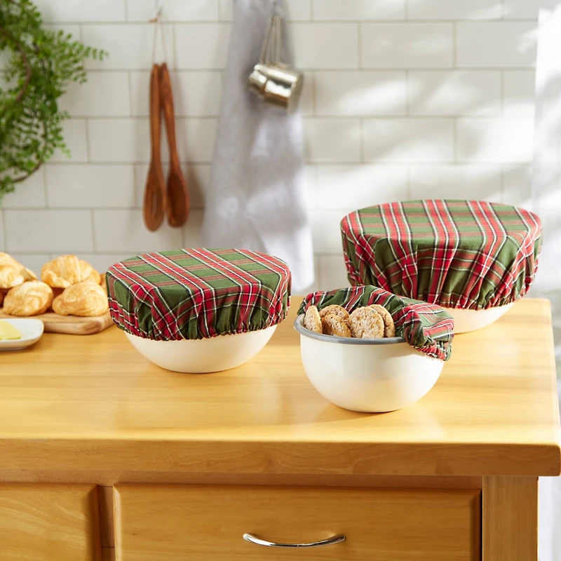 DII® O Christmas Tree Plaid Dish Cover Set, 3ct.