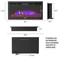 Hastings Home 36" Black Wall Mount Electric Fireplace