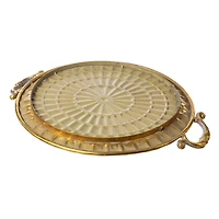 Glitzhome® Gold Round Metal Embossed Decorative Trays Set