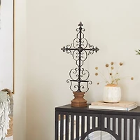 28" Black Iron French Country Crosses