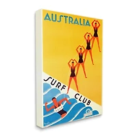 Stupell Industries Retro Pop Australian Surf Club Advertisement Yellow Blue Canvas Wall Art