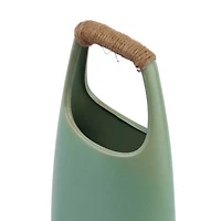 Hello Honey® Bloomingville 13.5" Mint Modern Stoneware Vase with Rattan Wrapped Handle