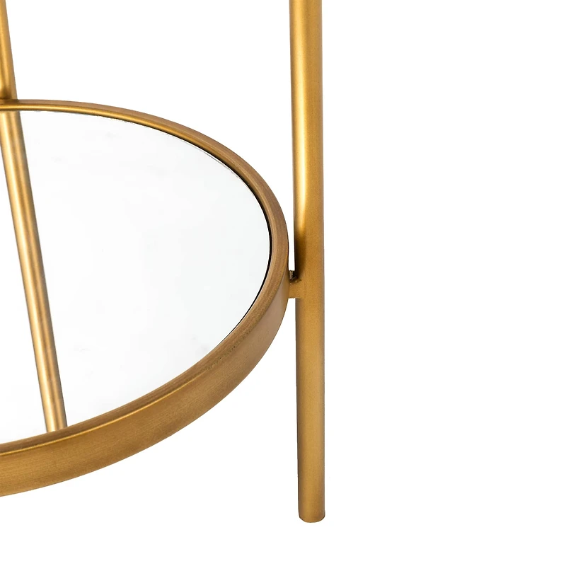 Glitzhome® 42" Gold Regency Modern 2-Tier Mirror Organizer Floor Shelf