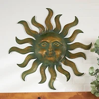 Copper Metal Sun Wall Décor with Smiling Face