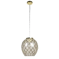 Hello Honey® Marina Natural Capiz & Gold Metal Orb Pendant Ceiling Light