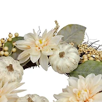 22" Dahlia & Pumpkin Fall Floral Wreath