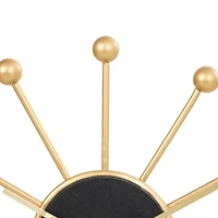CosmoLiving by Cosmopolitan 12" Gold Metal Sunburst Clock with Black Base & Clockface