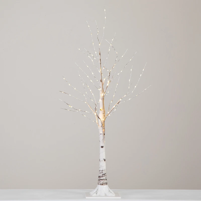 3ft. Pre-Lit White Birch Artificial Christmas Tree, Warm White LED Lights
