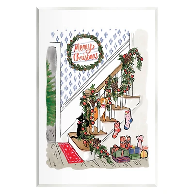 Stupell Industries Merry Christmas Holiday Stairway Wall Plaque Art