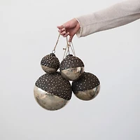 Hello Honey® 6" Starry Bronze & Dipped Silver Mercury Glass Ball Ornament