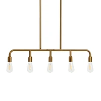 Hello Honey® Robert Stevenson Lighting Benson Exposed Bulb Metal 5-Light Linear Chandelier