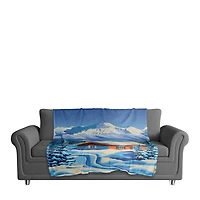 Arctic Nighttime Cabin 50x60 Coral Fleece Blanket