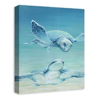 Sea Turtles Swimming 16" x 20" Canvas Wall Art