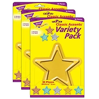 Trend Enterprises® I Heart Metal Stars Classic Accents® Variety Pack, 3 Packs of 36