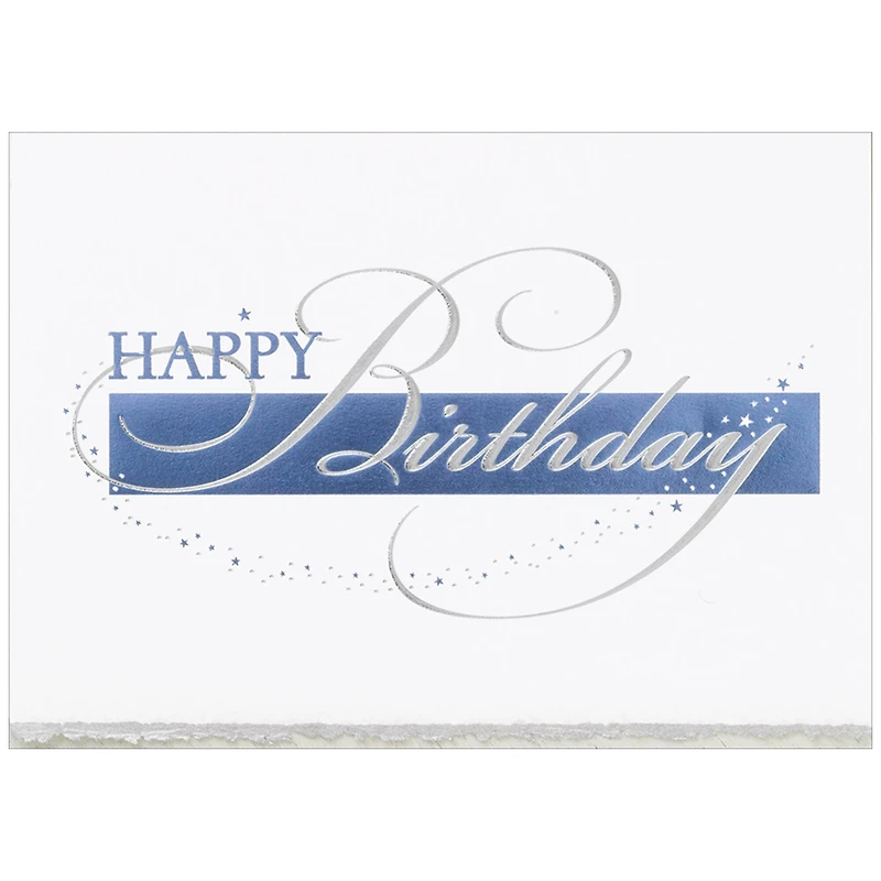 JAM Paper 5.625" x 7.875" Happy Birthday Deckle Edge Birthday Cards & Envelopes, 25ct.