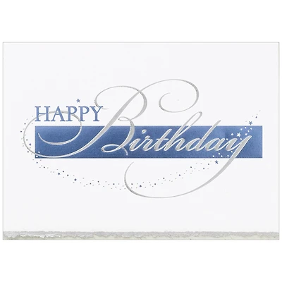 JAM Paper 5.625" x 7.875" Happy Birthday Deckle Edge Birthday Cards & Envelopes, 25ct.