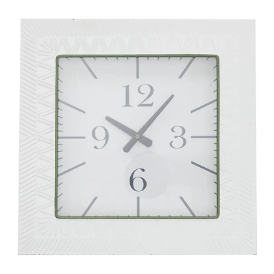 White Metal Modern Vintage Wall Clock, 12" x 3" x 12"