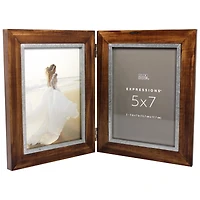 Expressions™ 2 Opening 5" x 7" Walnut & Silver Hinged Collage Frame by Studio Décor®