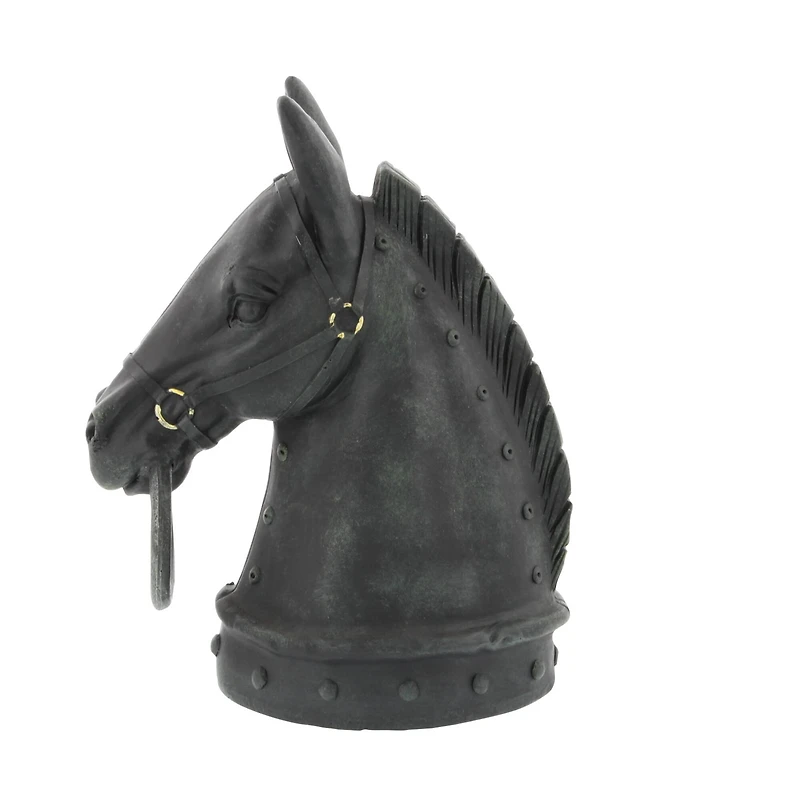 12" Black Polystone Horse Head Sculpture