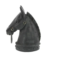 12" Black Polystone Horse Head Sculpture
