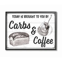 Stupell Industries Carbs and Coffee Kitchen Humor Rustic Word Design Framed Wall Art