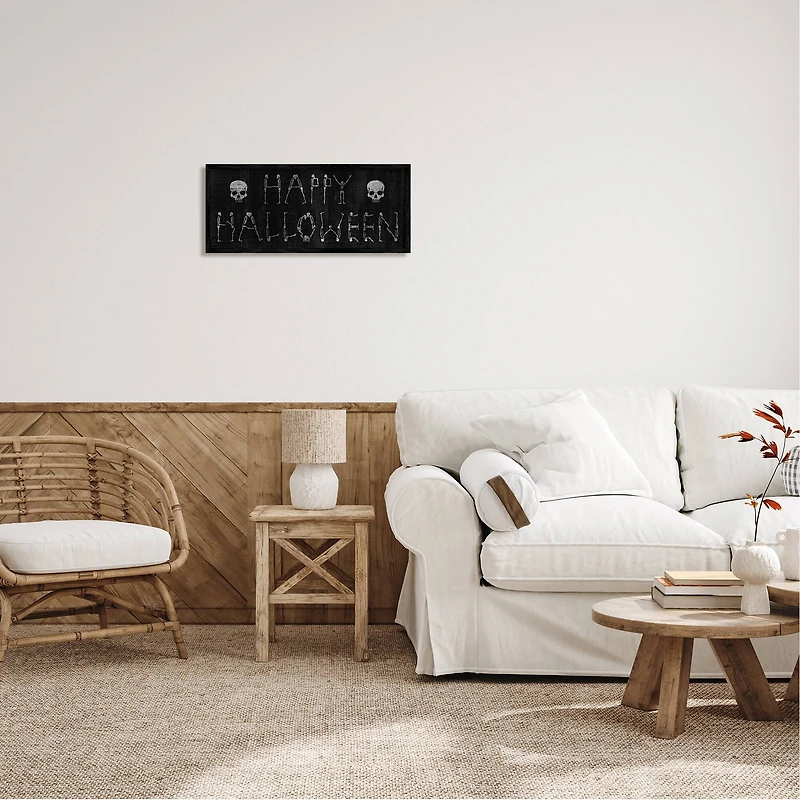 Stupell Industries Happy Halloween Skeleton Letters Framed Giclee Art