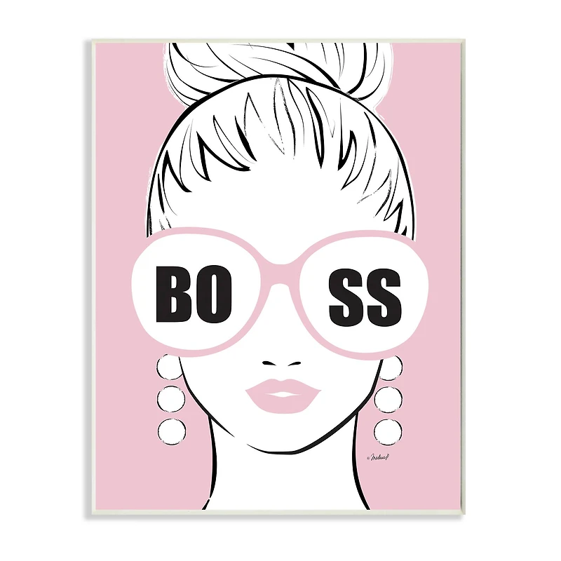 Stupell Industries Boss Phrase Sunglasses Glam Female Pink Fashion Wall Plaque