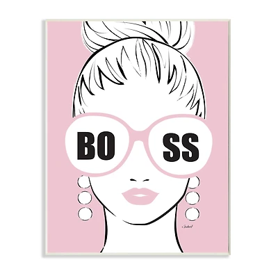 Stupell Industries Boss Phrase Sunglasses Glam Female Pink Fashion Wall Plaque