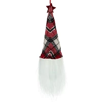 9" LED Lighted Red Plaid Gnome Christmas Ornament