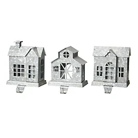 Glitzhome® 7" Galvanized House Stocking Holder Set