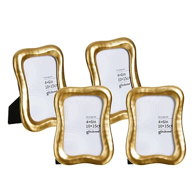 Glitzhome® 4 Pack 4" x 6" Vintage Gold Resin Tabletop Picture Frames