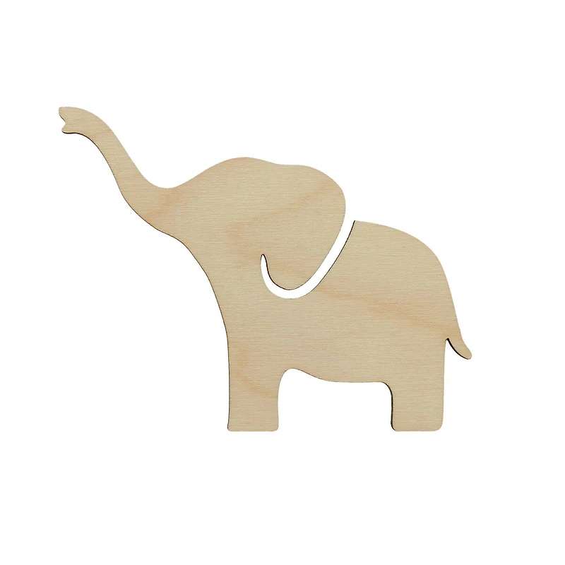 Essentials by Leisure Arts 24 Pack 5" x 2.75" Elephant Flat Wood Shape