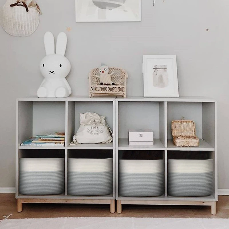 NEX™ Gray & White Cotton Rope Storage Baskets, 3ct.