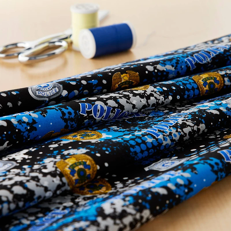 Sykel Police Department Abstract Cotton Fabric