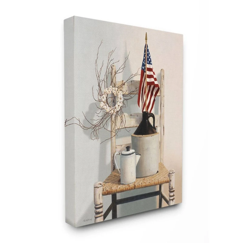 Stupell Industries American Flag Rustic Things Still Life Wall Art