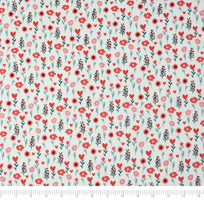 SINGER Red Flower Cotton Fabric
