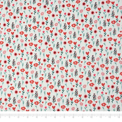 SINGER Red Flower Cotton Fabric