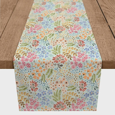 90" Wild Flower Floral Cotton Twill Runner