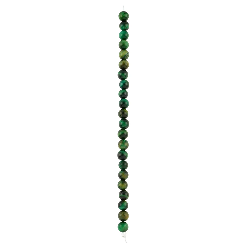 Dark Green Dyed Tiger's Eye Round Beads, 8mm by Bead Landing™