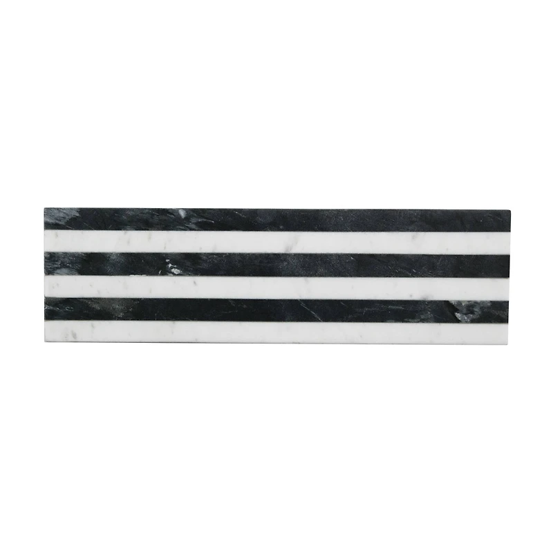 Hello Honey® 21" Black & White Marble Cheese & Serving Board with Stripes