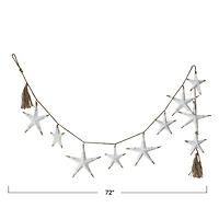 Hello Honey® 6ft. White Hand-Painted Recycled Paper Mache Stars with Gold Foil & Tassels Garland