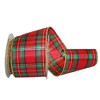 JAM Paper 2.5" x 10yd. Renee Wired Edge Plaid Ribbon