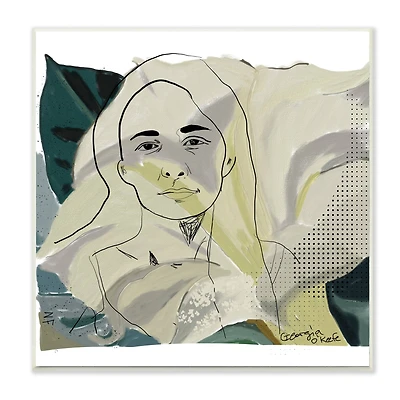 Stupell Industries O'Keefe Artist Portrait Off-White Lily Floral, 12" x 12"