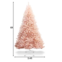 Costway 6ft. Unlit Pink Full Fir Hinged Artificial Christmas Tree