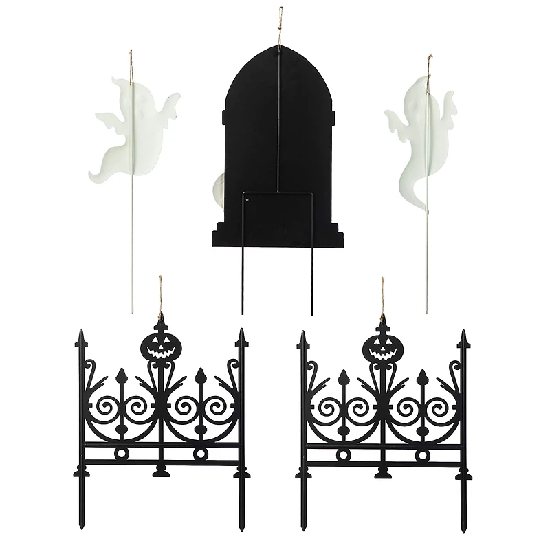 Glitzhome® 24" 5-Piece Halloween Metal Graveyard Yard Stake Set