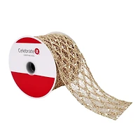 2.5" x 18ft. Champagne Wired Wide Mesh Ribbon by Celebrate It®