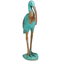 16" Distressed Teal Coastal Crane Tabletop Décor