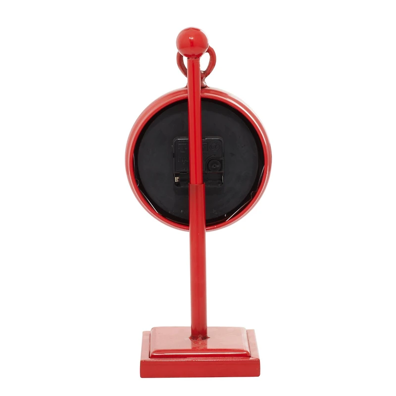 15" Red Metal Hanging Clock