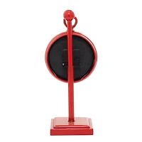 15" Red Metal Hanging Clock